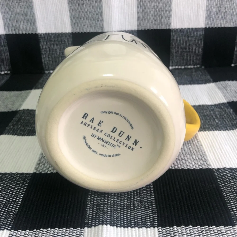 Rae Dunn “JUICE” Small Pitcher with Yellow Handle (HTF) - Picture 2 of 6